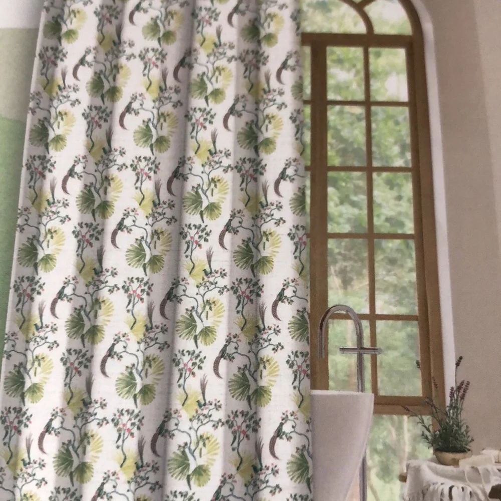 Bird & Palm Print Shower Curtain Set